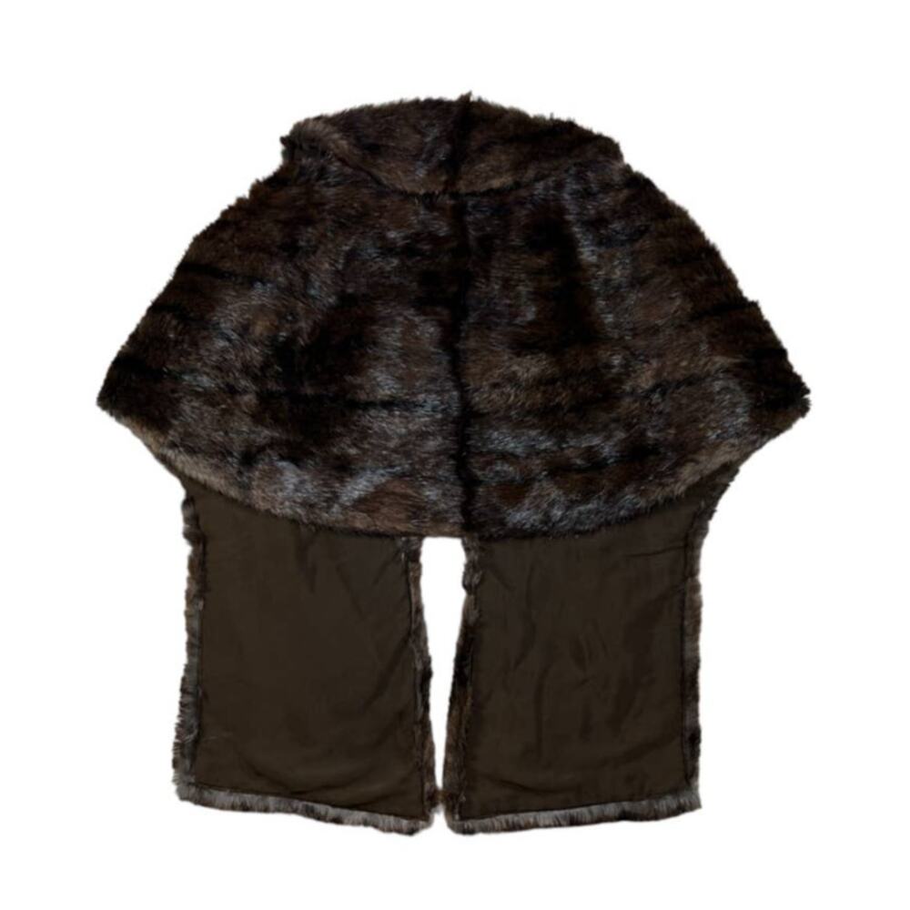 Genuine Fur Brown Poncho Coat | Size S/M - Picture 2 of 3